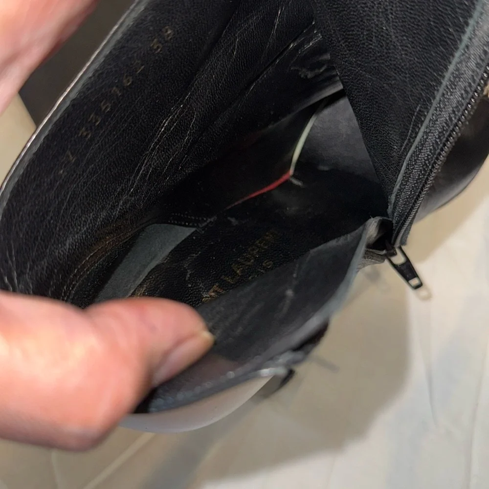 Saint Laurent Black and White Ankle Boots - Picture 12 of 16